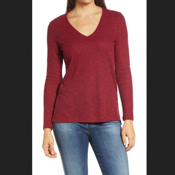 Bobeau Red Hacci Rib Top Size XS - Picture 1 of 5